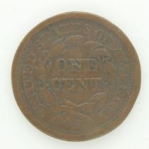 1851 colonial USA large cent - aVF grade. UK P&P Group 0 (£6+VAT for the first lot and £1+VAT for