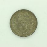 1889 silver threepence of Queen Victoria, with toning. UK P&P Group 0 (£6+VAT for the first lot