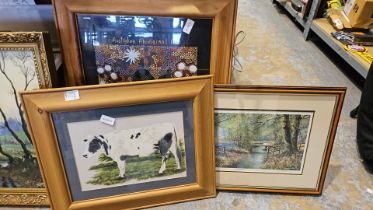 Three framed prints. Not available for in-house P&P