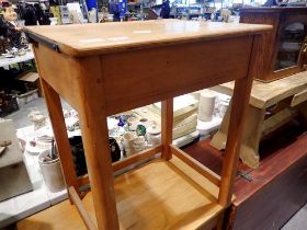 A vintage pine school desk. Not available for in-house P&P