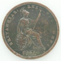 1826 penny of George IV - gF grade, toned with scratches in field. UK P&P Group 0 (£6+VAT for the