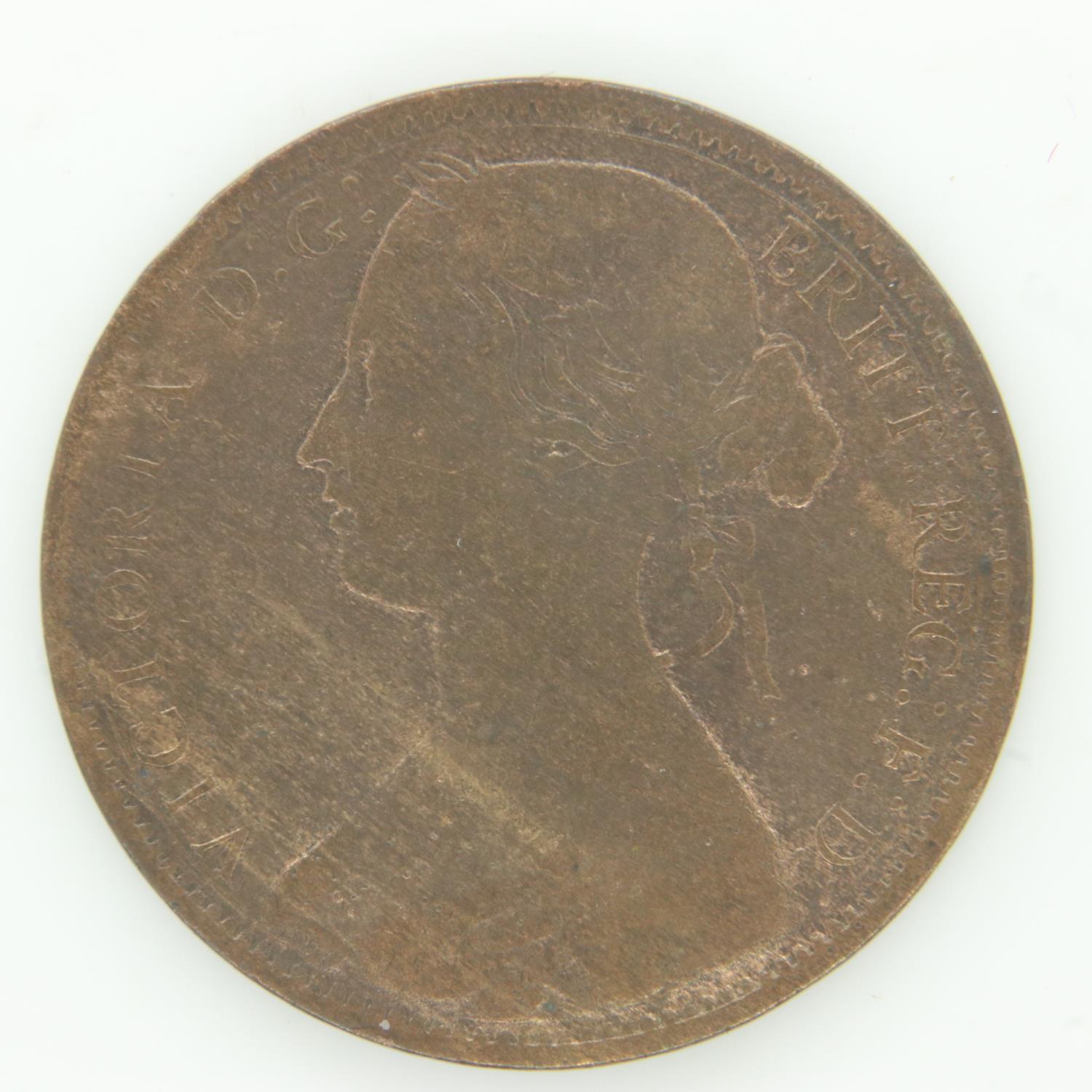 1862 penny of Queen Victoria - nVF grade. UK P&P Group 0 (£6+VAT for the first lot and £1+VAT for - Image 2 of 2