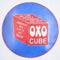 Large OXO metal sign, D: 61 cm. UK P&P Group 3 (£30+VAT for the first lot and £8+VAT for