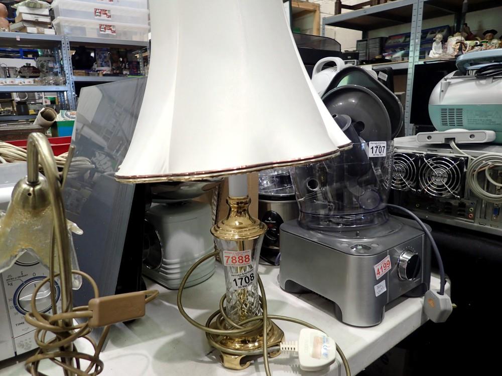Four brass table lamps H: 42 cm. Not available for in-house P&P