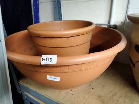 Two large flower pots. Not available for in-house P&P