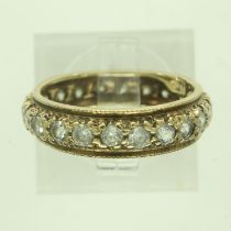 9ct gold band ring set with cubic zirconia, size K/L, 2.4g. UK P&P Group 0 (£6+VAT for the first lot