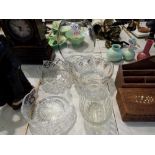 Mixed glass, including Stuart crystal and an LSA vase. Not available for in-house P&P