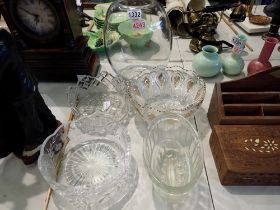 Mixed glass, including Stuart crystal and an LSA vase. Not available for in-house P&P