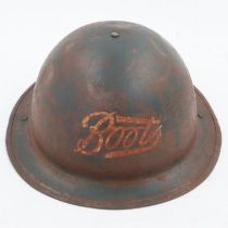 WWII British home front private purchase “Tin Bowler” Helmet for Boots the Chemist Staff. UK P&P