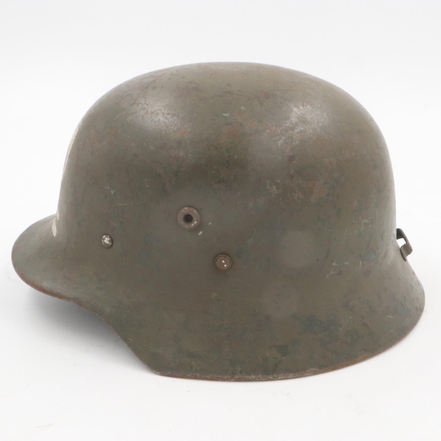 WWII Finnish Kev Os 4 “The White Death” helmet and liner with printed information. UK P&P Group - Image 2 of 5
