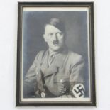 Pre-WWII framed photograph of Adolf Hitler, on silver Gelatin paper. UK P&P Group 1 (£16+VAT for the