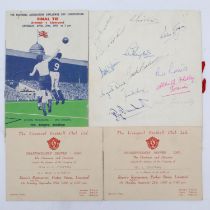 Liverpool FC shareholder, 1950 dinner menu with multiple signatures and a 1950 FA cup final