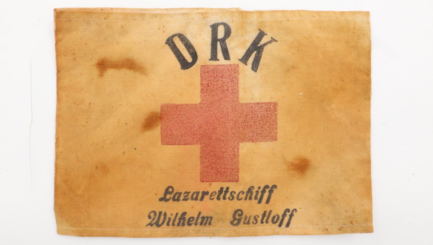 WWII German Red Cross armband from the Hospital Ship MV Wilhelm Gustloff. UK P&P Group 1 (£16+VAT