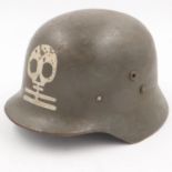 WWII Finnish Kev Os 4 “The White Death” helmet and liner with printed information. UK P&P Group