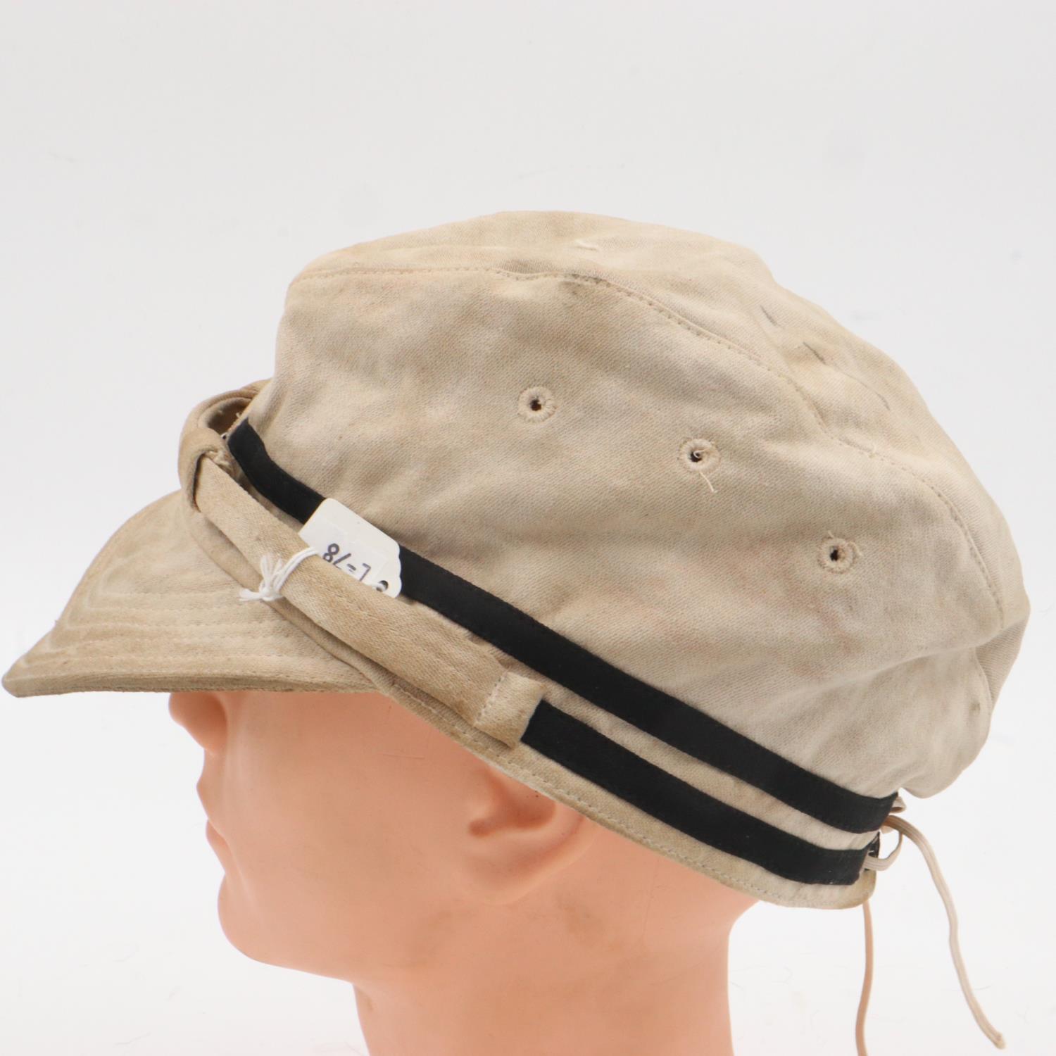 WWII Japanese Naval Officers Tropical shore cap. Nice markings inside. UK P&P Group 2 (£20+VAT for - Image 2 of 6