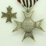 Imperial German Empire Prussian Kriegs Hilfsdienst WWI Merit cross and miniature. UK P&P Group 0 (£