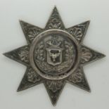 A Victorian hallmarked silver helmet or Sam Browne plate, Sherwood Foresters. UK P&P Group 0 (£6+VAT