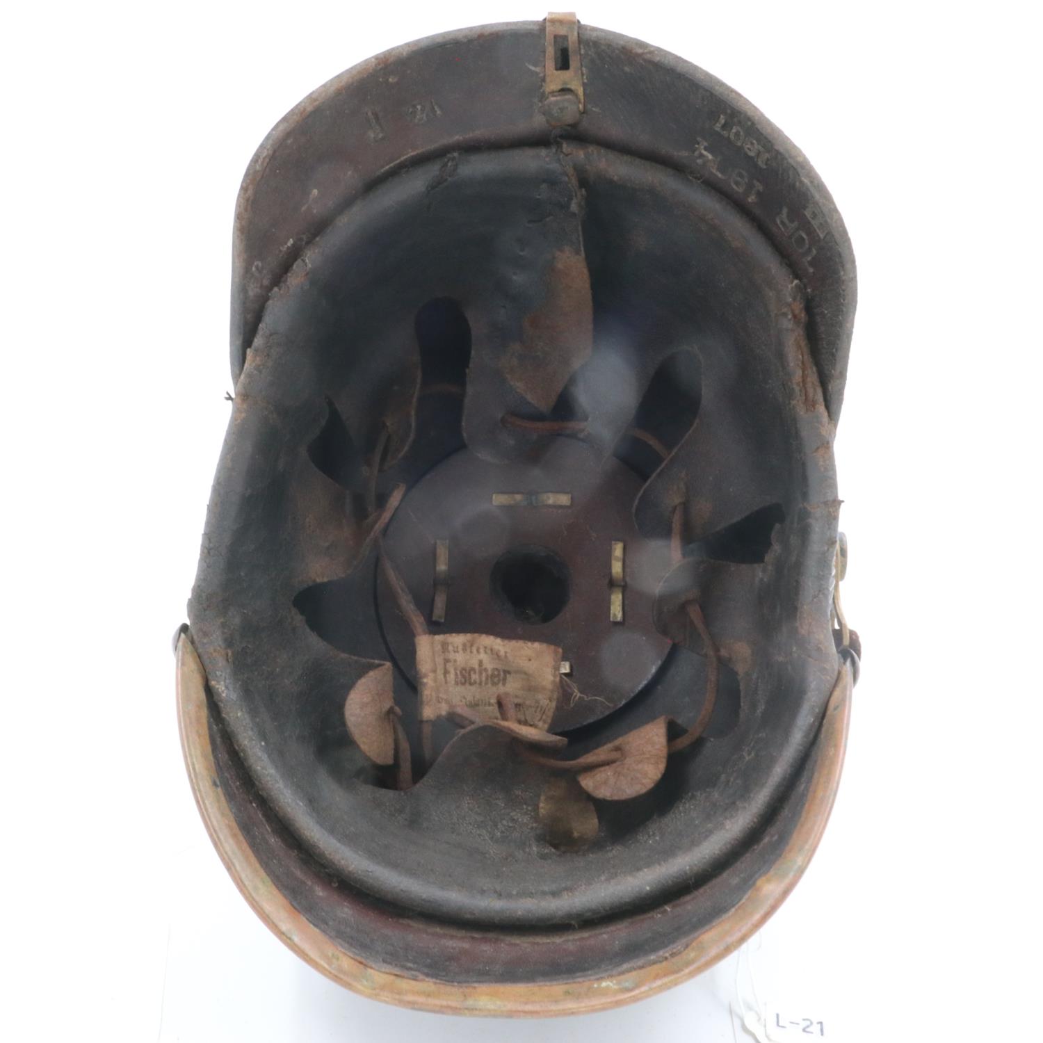 WWI 1895 model Imperial German pickelhaube with chinstrap and cockades. unit marked to the 70th - Image 5 of 6