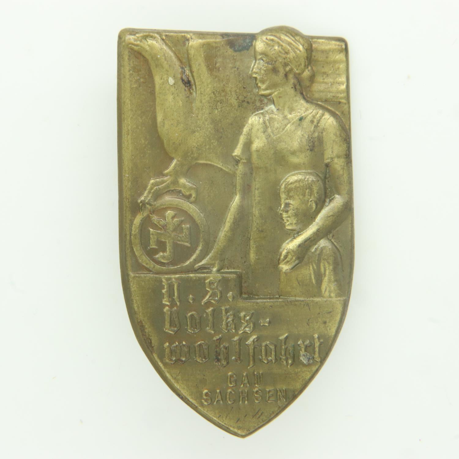 Third Reich Volksworkfahrt (People's Welfare Organisation) tinnie badge. UK P&P Group 0 (£6+VAT
