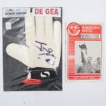 David De Gea (Manchester United) pen signed goal keeper glove with a Man United news letter 1967 and