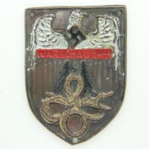 German 1944 dated Warsaw shield, later enamelled. UK P&P Group 1 (£16+VAT for the first lot and £2+