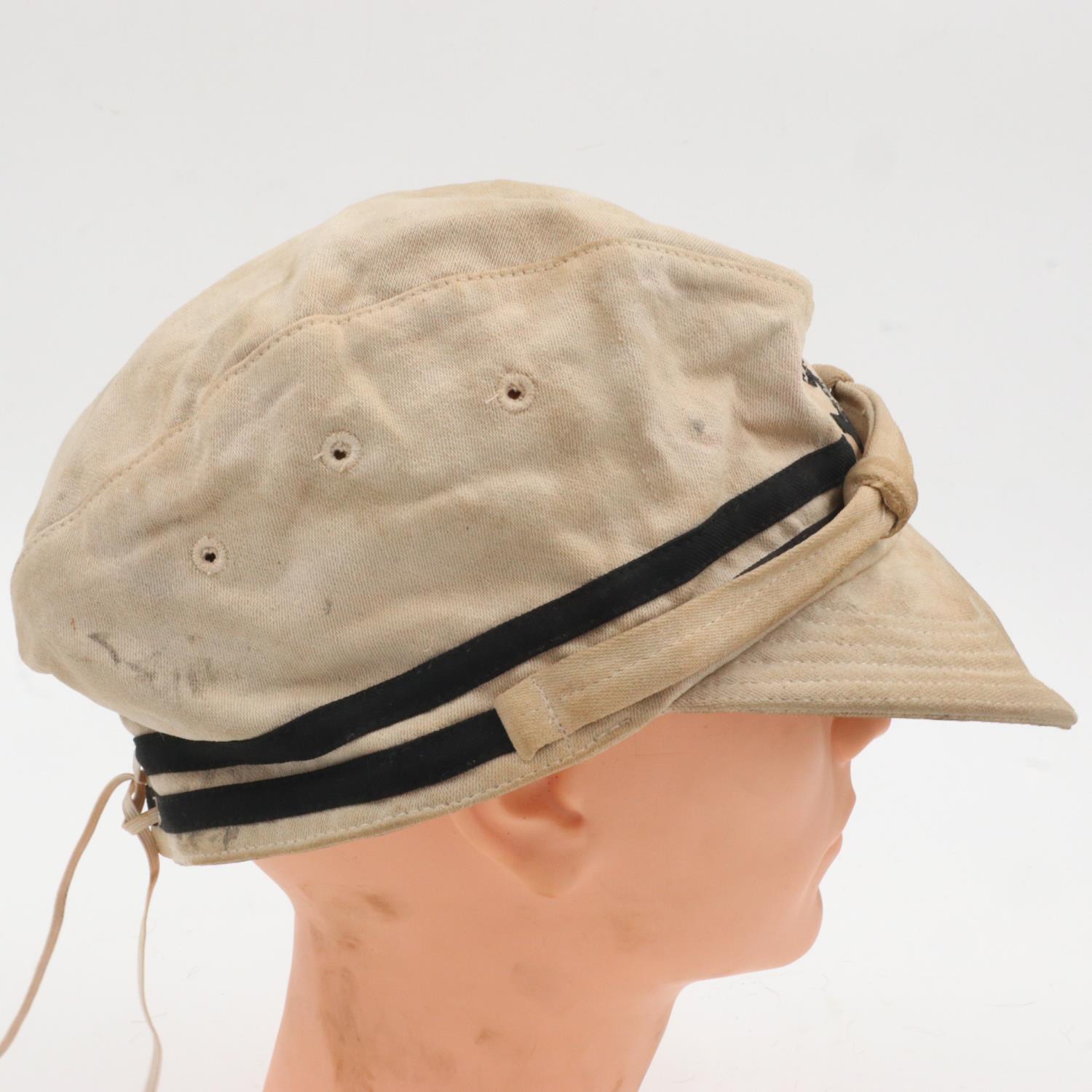 WWII Japanese Naval Officers Tropical shore cap. Nice markings inside. UK P&P Group 2 (£20+VAT for - Image 4 of 6