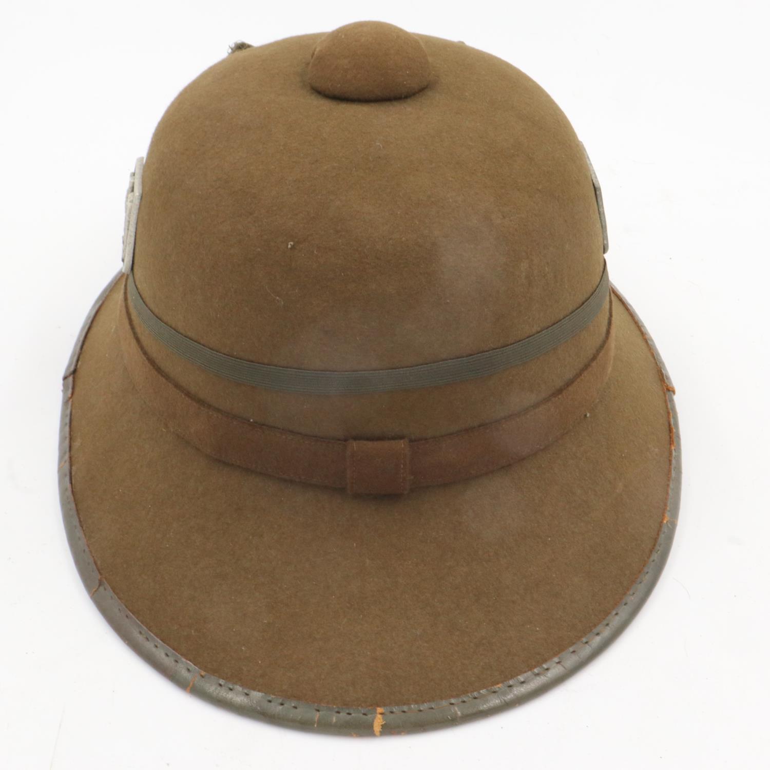 WWII second pattern 1942 issue German Africa Corps Tropical pith helmet & sand goggles. Clean - Image 3 of 5