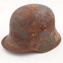 WWI Imperial German M17 Jigsaw pattern camouflage Stahlhelm with liner. UK P&P Group 2 (£20+VAT