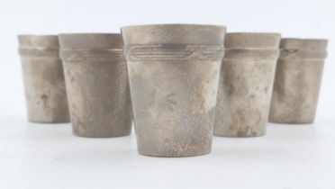 A set of six silver plated German Gebirgsjäger division (Mountain Troops) schnapps cups, impressed