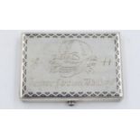 WWII Austrian silver cigarette case, engraved “1944 Panzer Division Totemkopf” to the hinged