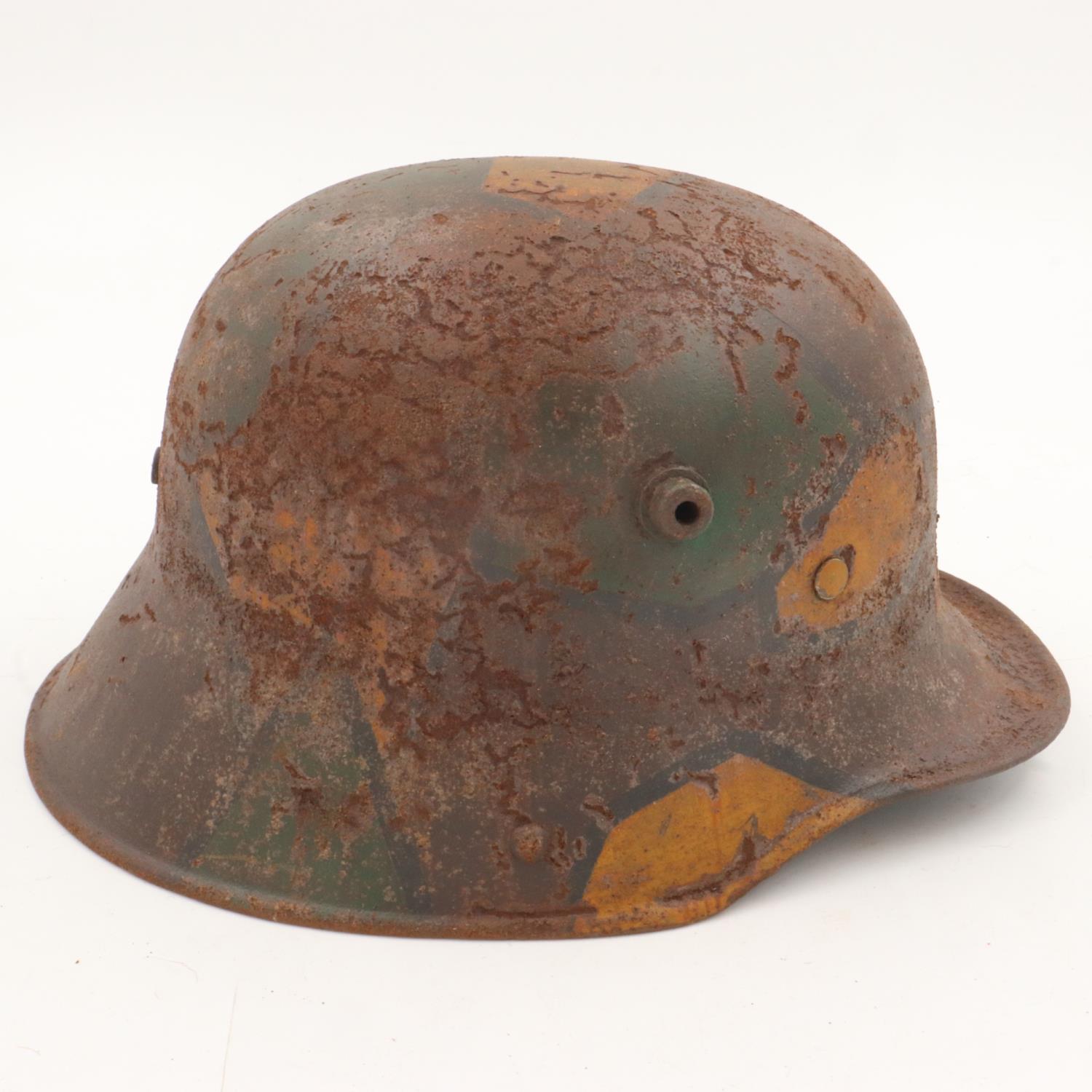 WWI Imperial German M17 Jigsaw pattern camouflage Stahlhelm with liner. UK P&P Group 2 (£20+VAT - Bild 2 aus 4