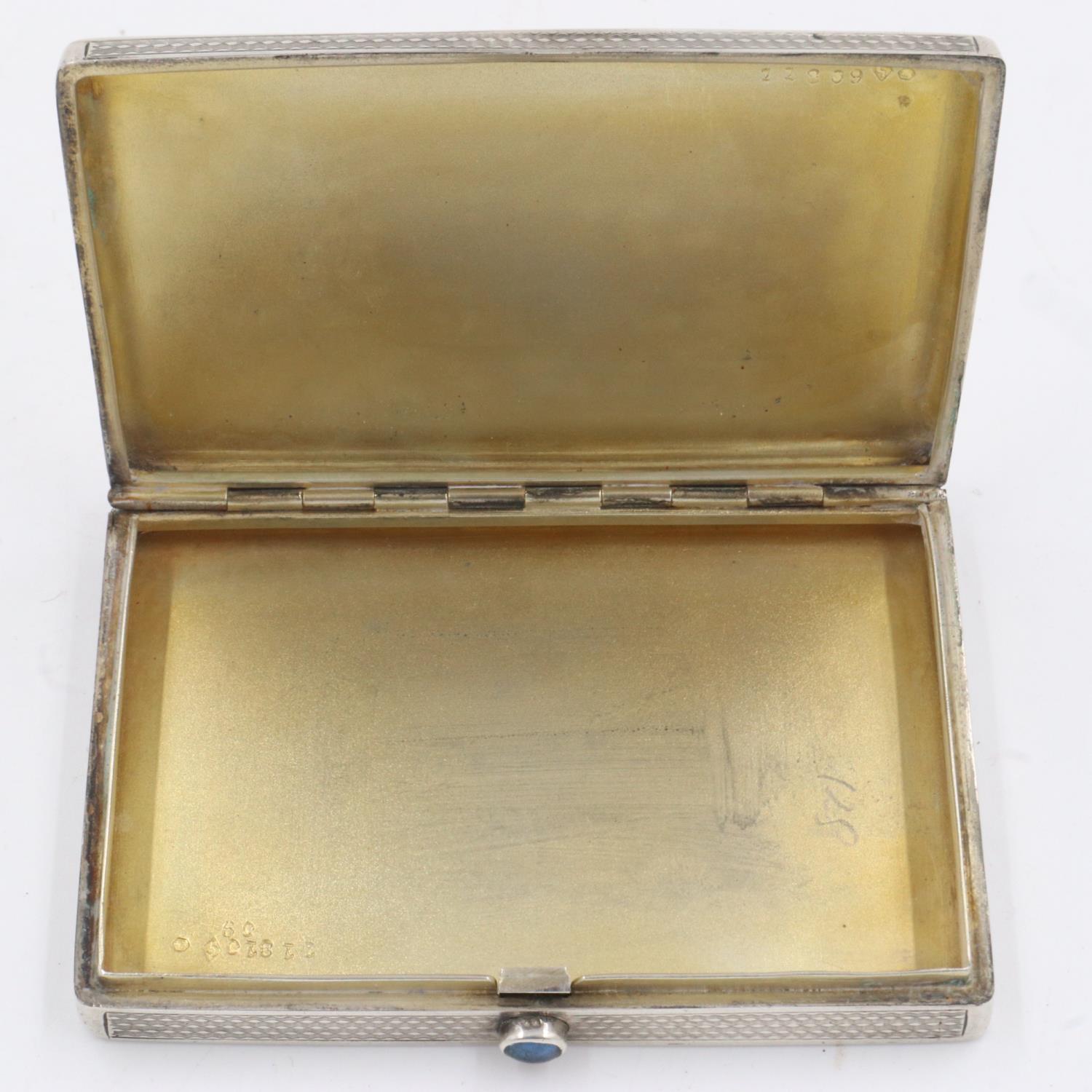 WWII Austrian silver cigarette case, engraved “1944 Panzer Division Totemkopf” to the hinged - Image 3 of 6