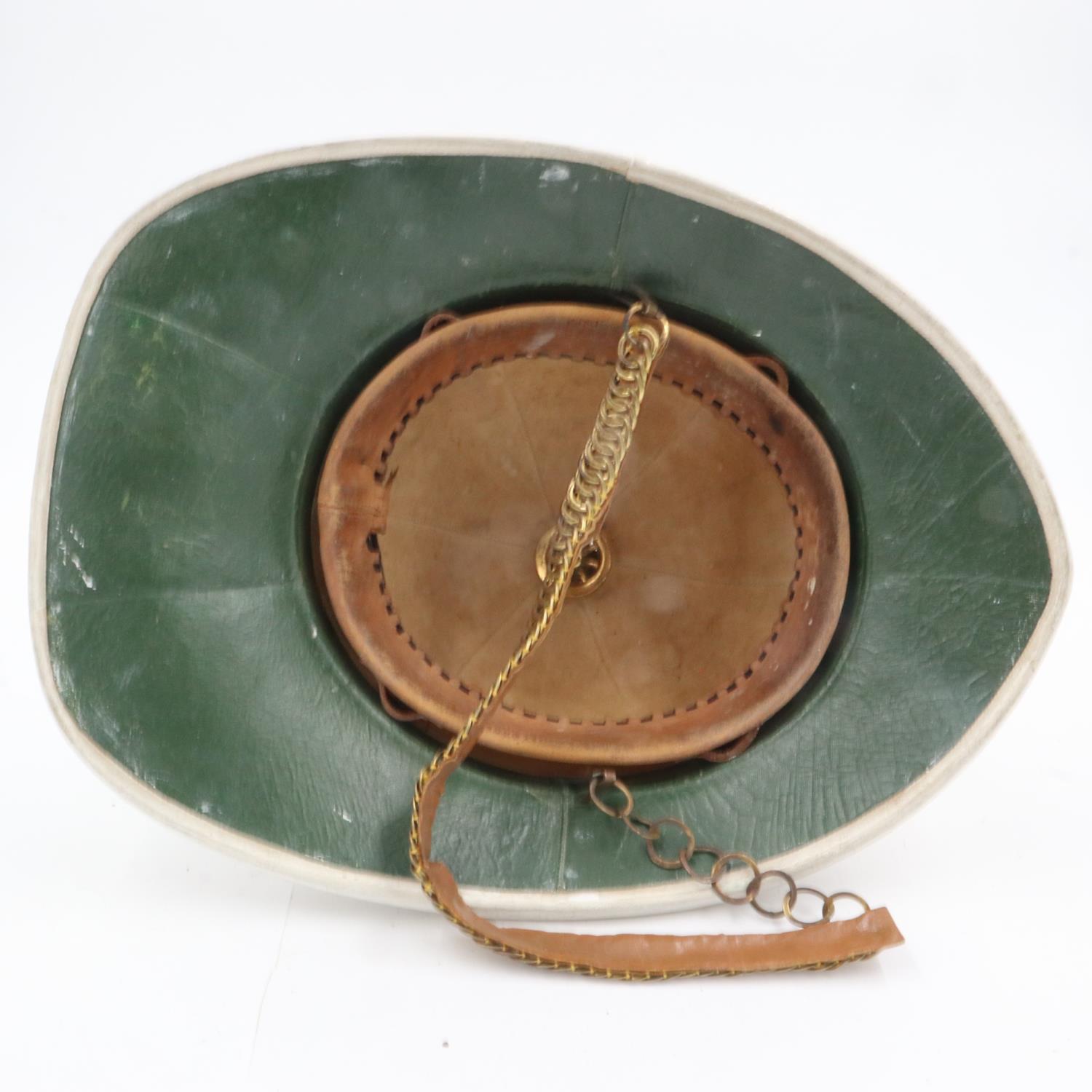 1960 dated Royal Marines Band pith helmet. with liner, badge, chin strap and top pommel. UK P&P - Image 6 of 6