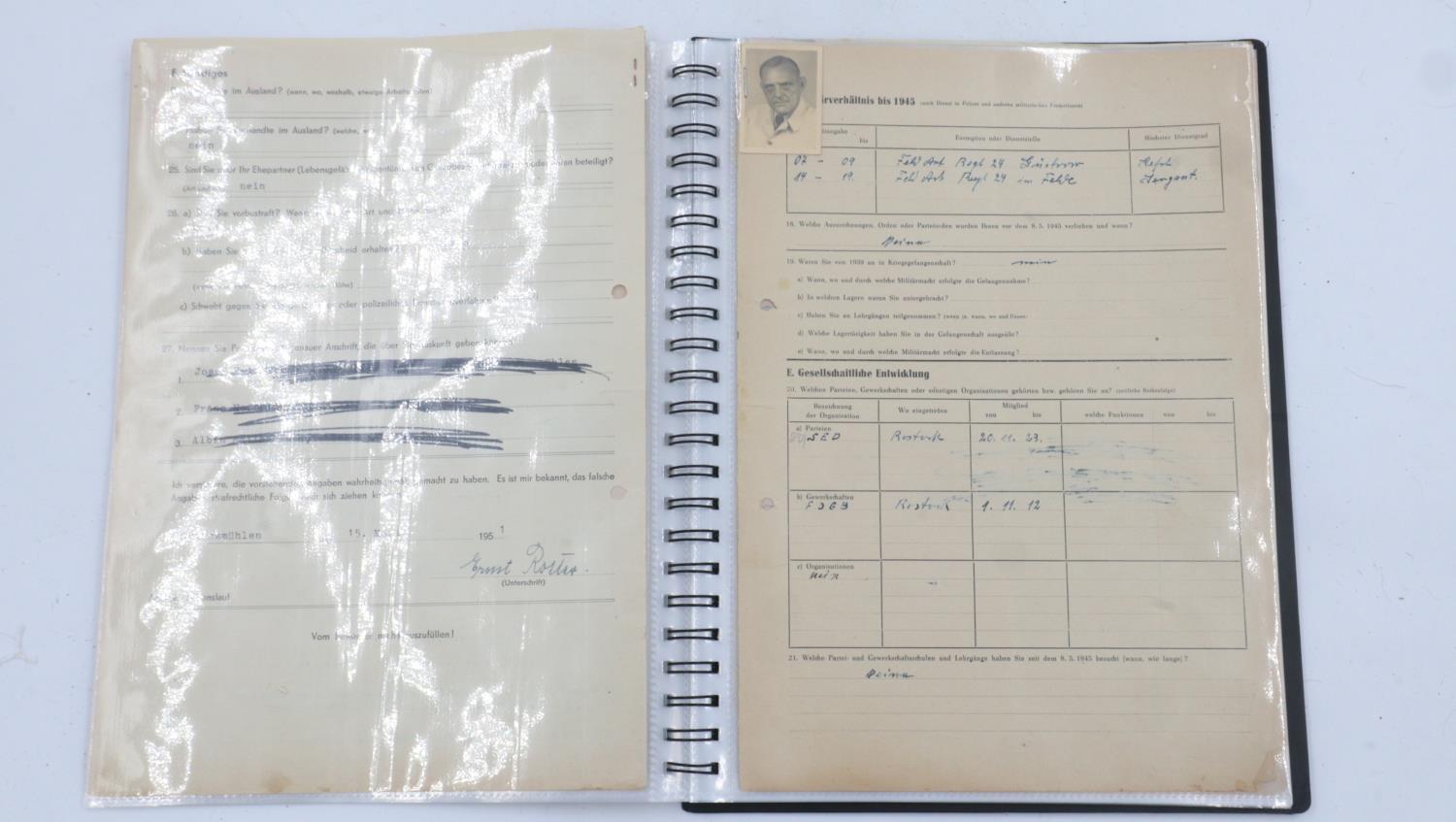 Very interesting folder of early East German DDR Government, possibly Stasi document files on WWII - Image 3 of 5