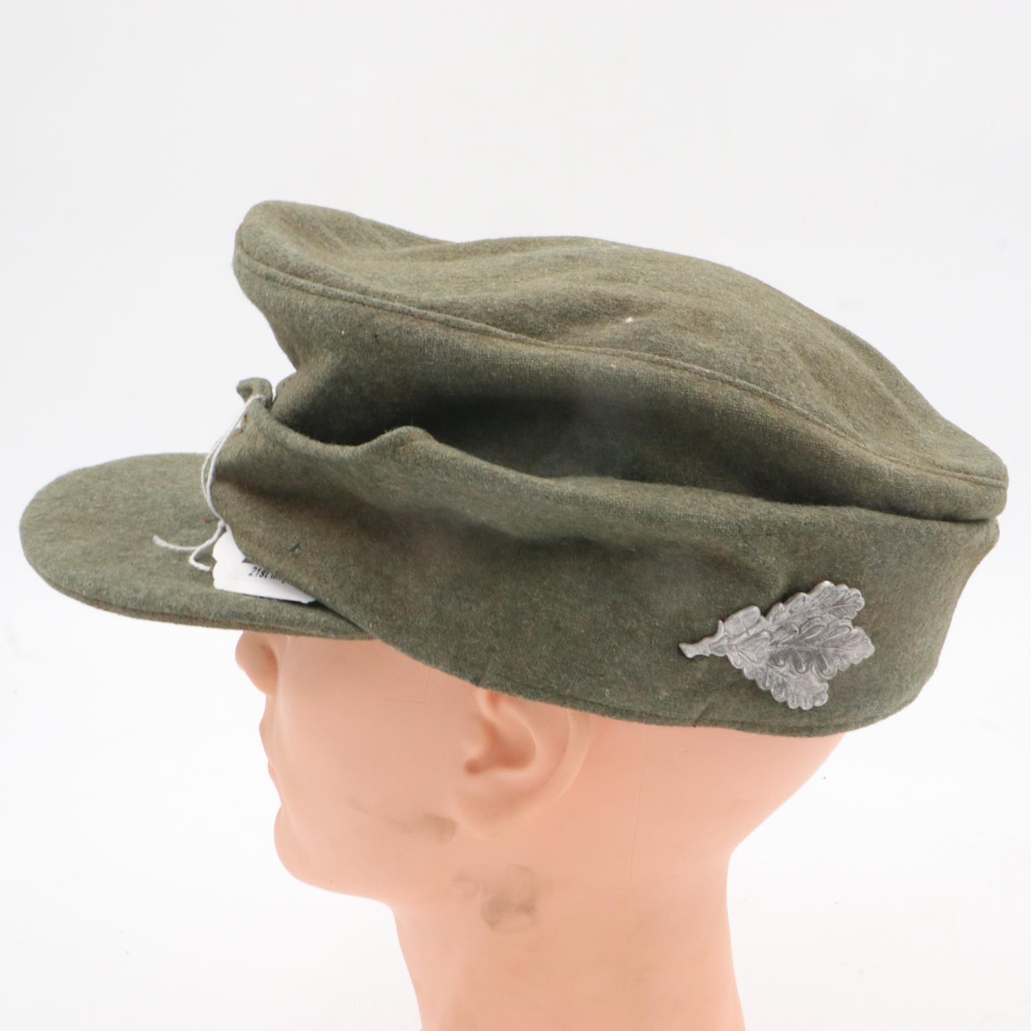 WWII German Heer M43 Cap with Jäger (light infantry mountain troops) insignia. UK P&P Group 2 (£20+ - Bild 4 aus 6