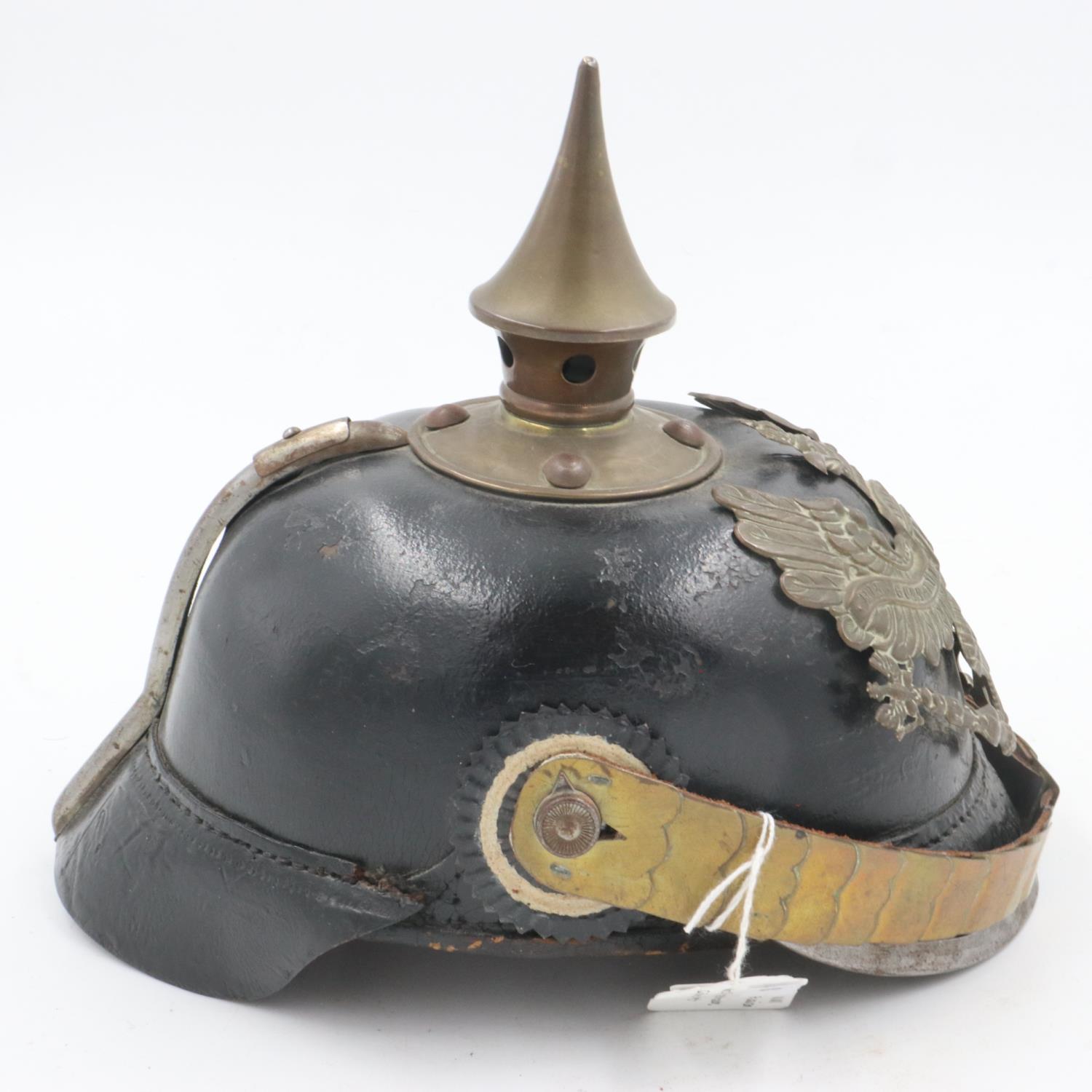 WWI Prussian NCO’s pickelhaube spiked helmet. UK P&P Group 2 (£20+VAT for the first lot and £4+VAT - Image 4 of 5