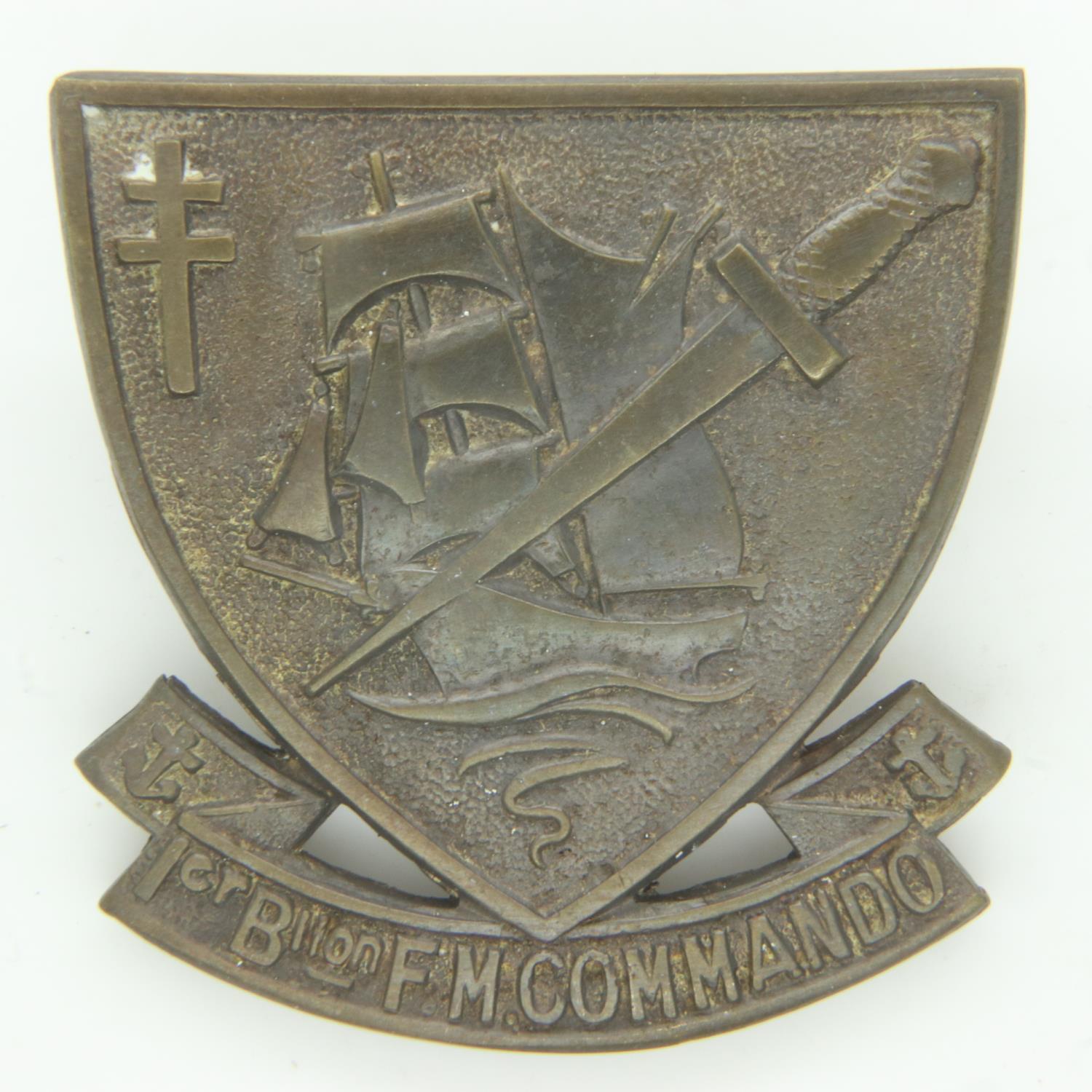 WWII Free French 1st Commando Battalion cap badge, made in England. UK P&P Group 0 (£6+VAT for the