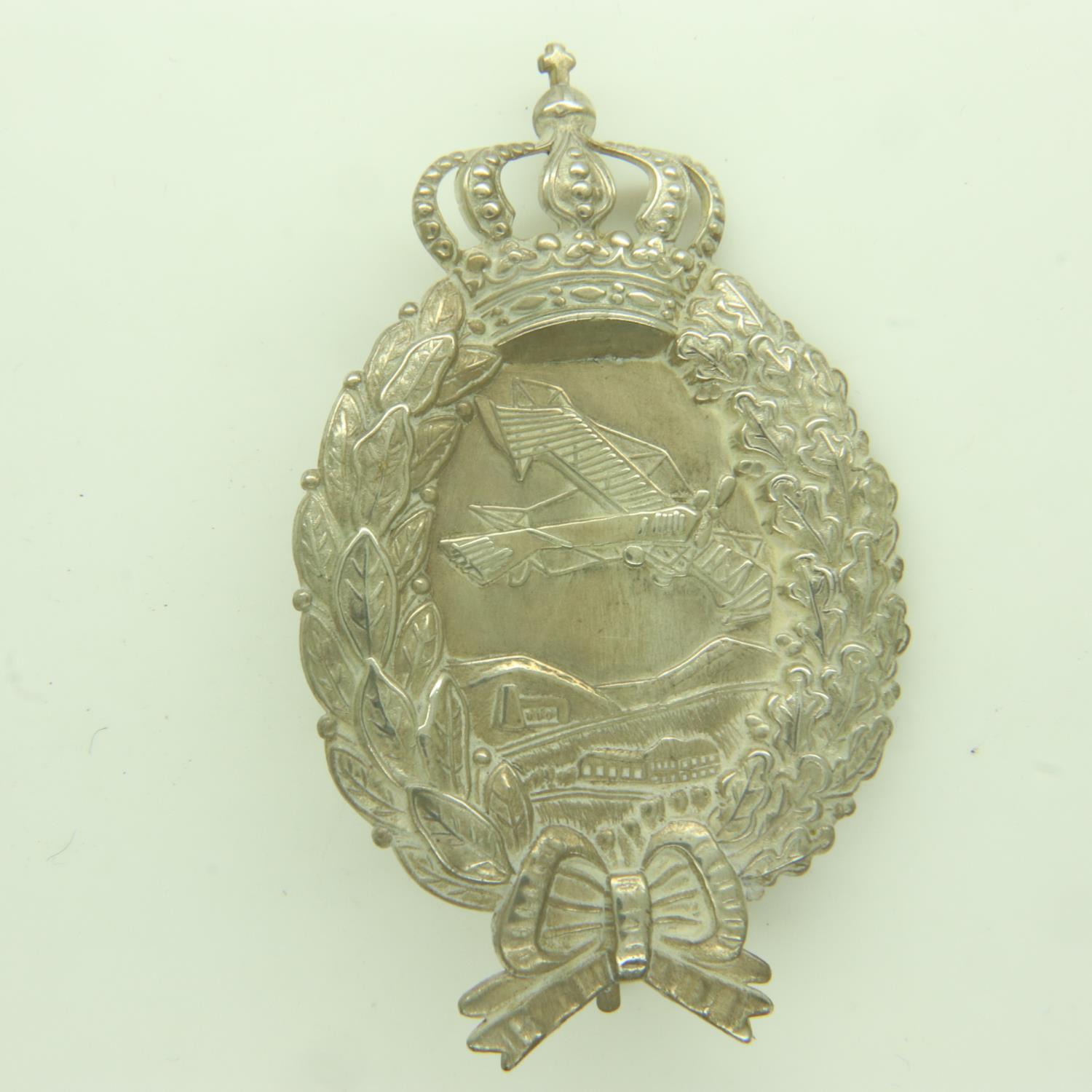 WWI Bavarian Pilots Silver Plated Badge. UK P&P Group 0 (£6+VAT for the first lot and £1+VAT for