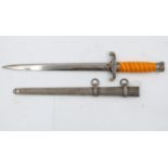 Third Reich late WWII unmarked Heer (Army) Officers dagger, with orange celluloid grip, pommel and