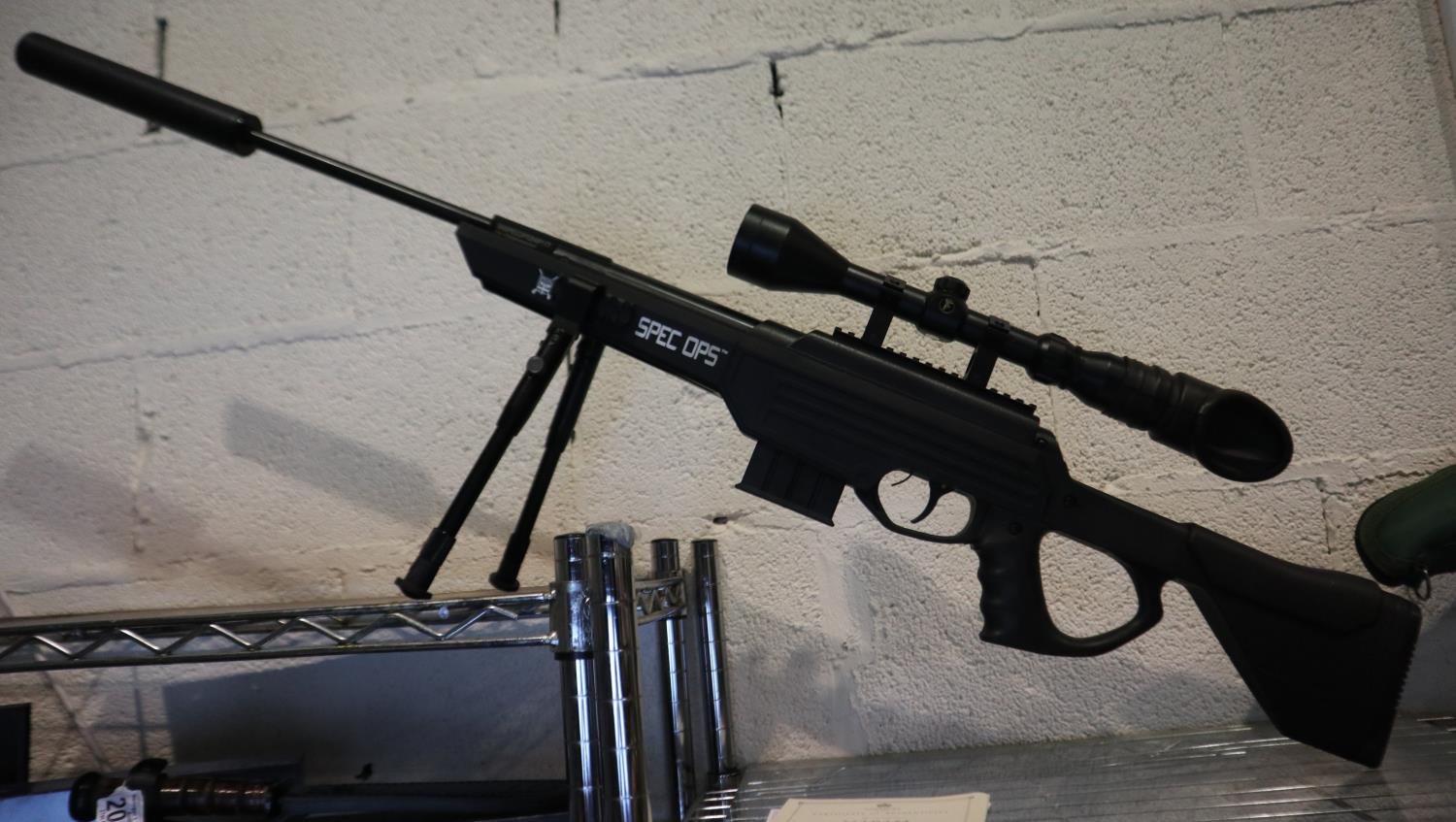 Special operations .177 air rifle with Tasco 3-9x50 scope, silencer and bipod. UK P&P Group 3 (£30+ - Bild 2 aus 2