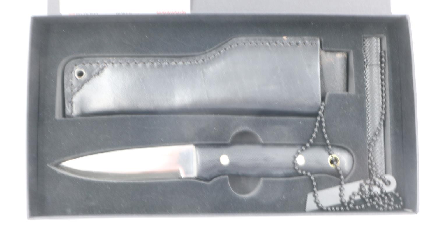 Böker Plus gift set, including hunting knife, leather sheath and fire starter, boxed. UK P&P Group 2 - Image 2 of 3