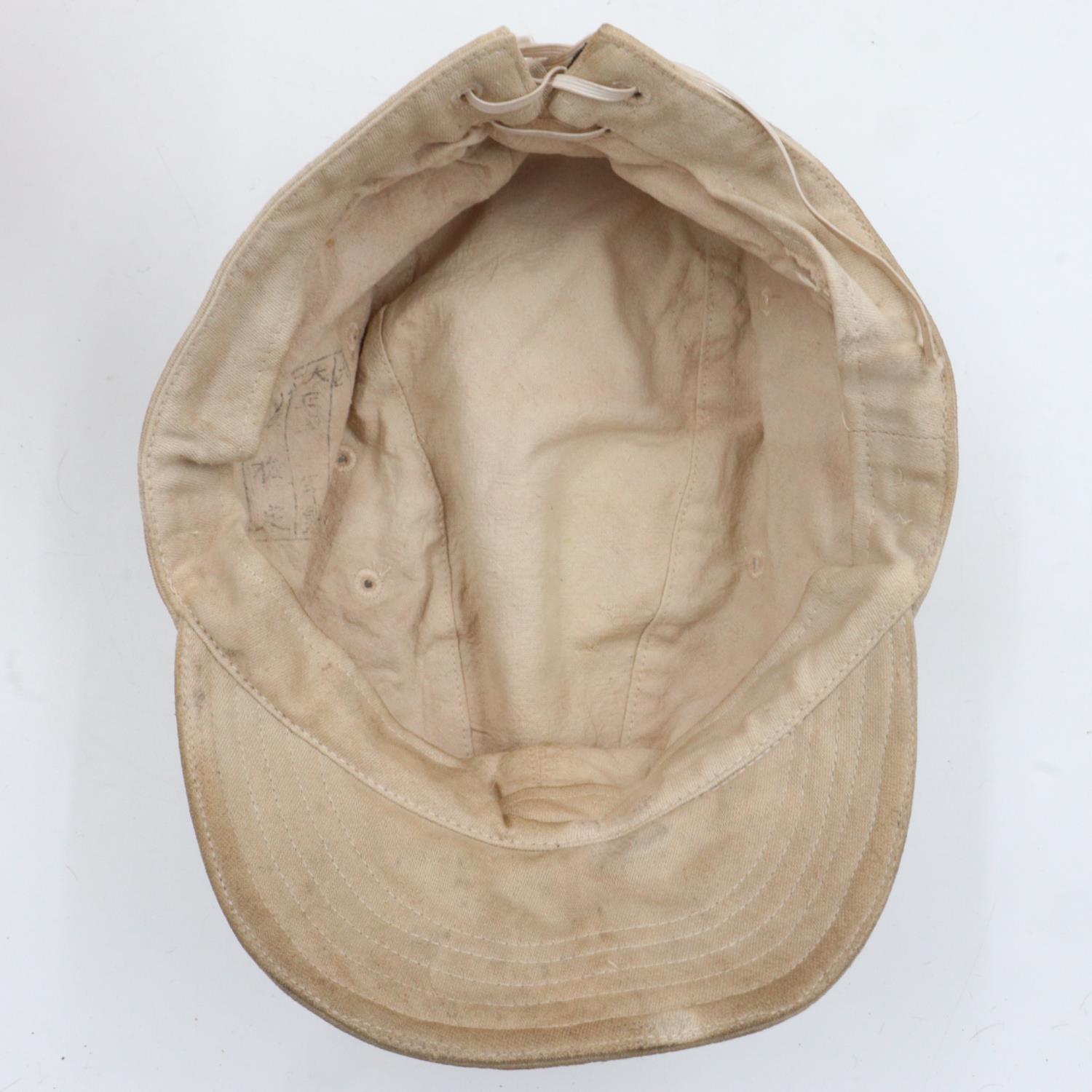 WWII Japanese Naval Officers Tropical shore cap. Nice markings inside. UK P&P Group 2 (£20+VAT for - Image 5 of 6