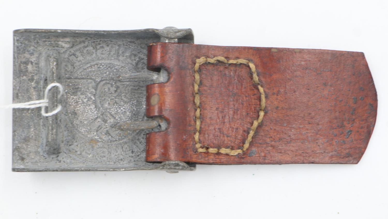 Third Reich Railway buckle and leather tab. UK P&P Group 1 (£16+VAT for the first lot and £2+VAT for - Bild 2 aus 2