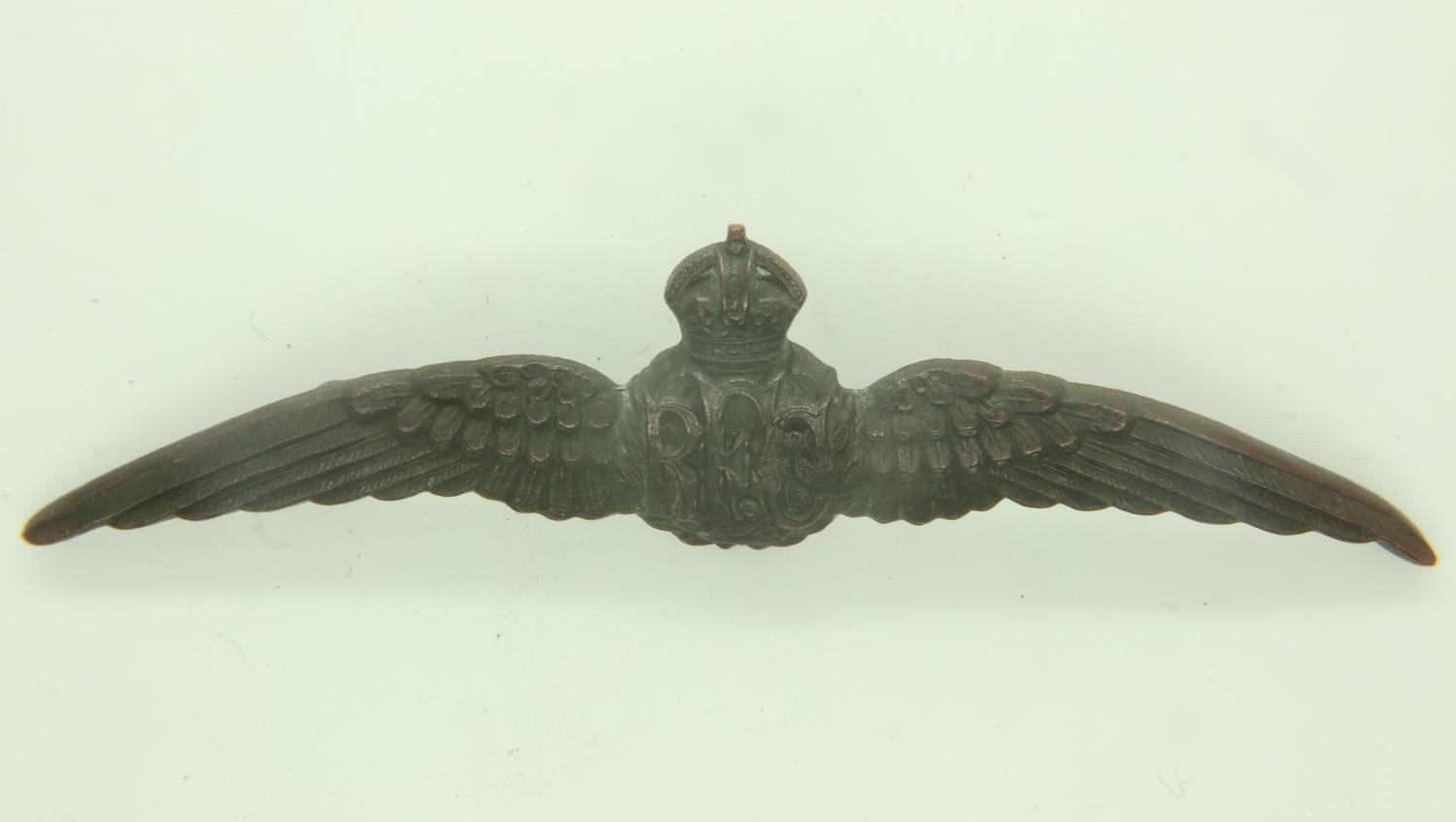 WWI British Royal Flying Corps Officers Bronze Pilots Wings. UK P&P Group 0 (£6+VAT for the first