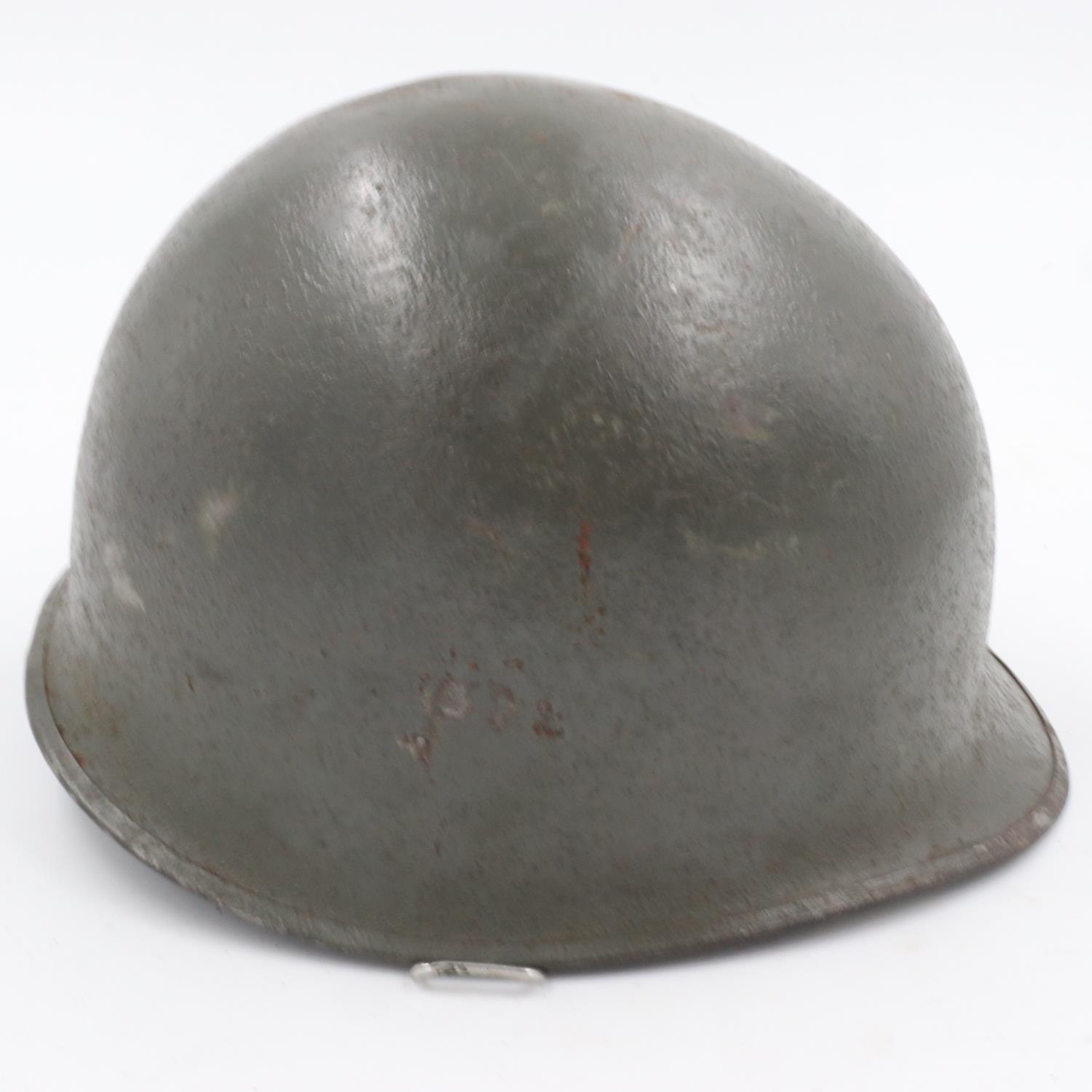 WWII US M1 Helmet by McCord, no liner. The shell is batched marked 1266D which denotes production - Bild 2 aus 3