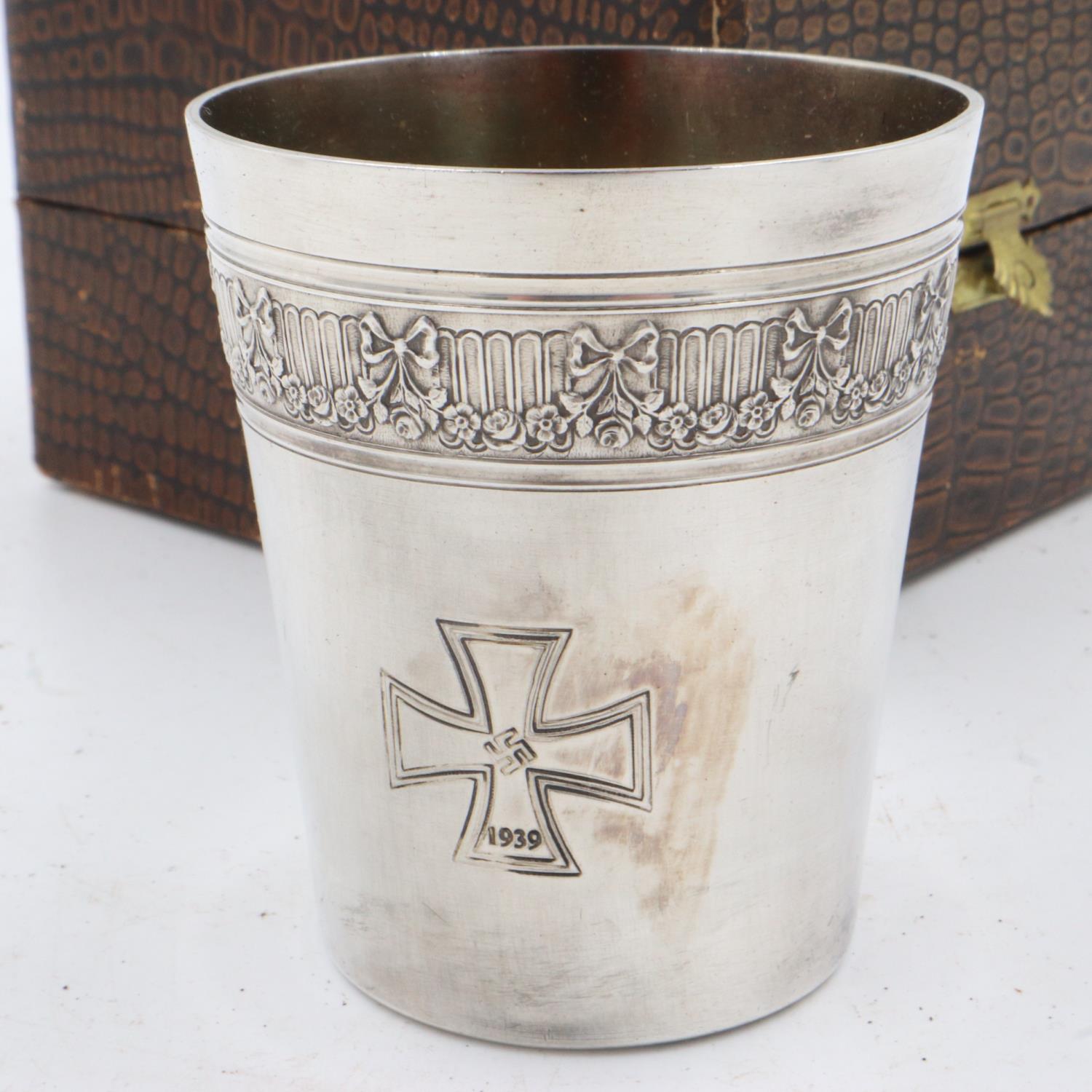 Third Reich schnapps cup gifted to an Iron Cross 1st Class recipient, in original box. UK P&P - Image 2 of 3