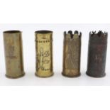 Four Trench Art WWI 37mm Hotchkiss “Pom Pom” shell cases. UK P&P Group 1 (£16+VAT for the first