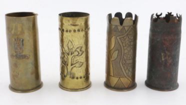 Four Trench Art WWI 37mm Hotchkiss “Pom Pom” shell cases. UK P&P Group 1 (£16+VAT for the first