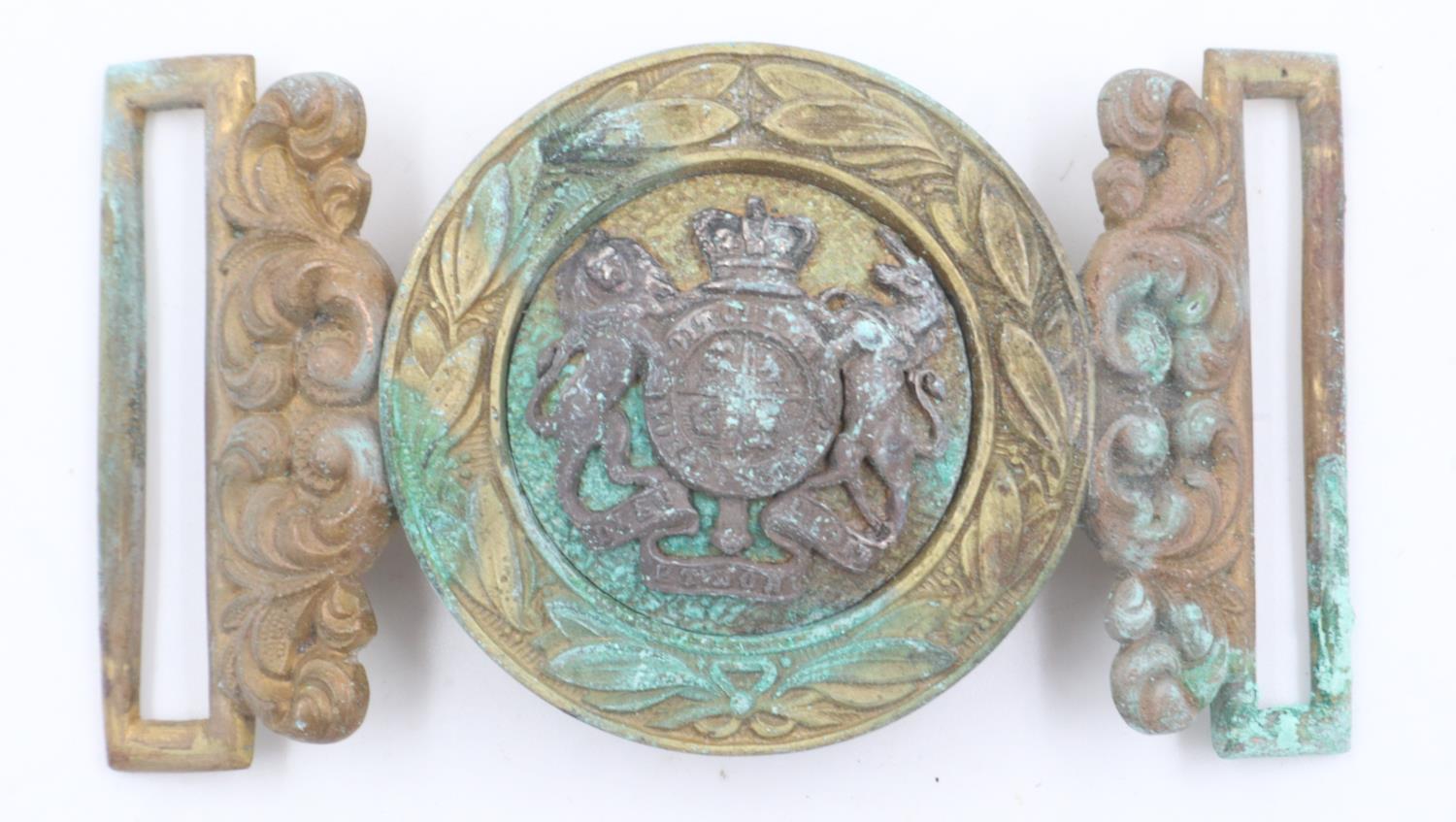 Victorian bi-metal military buckle. UK P&P Group 1 (£16+VAT for the first lot and £2+VAT for