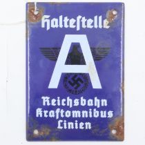 Third Reich Special Bus / Tram Stop sign for a designated factory workers service. UK P&P Group